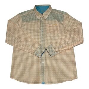 Huk Fishing Shirt Men's Size Medium Yellow Plaid Check Performance Fabric‎